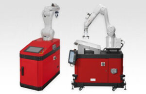 (Left) Mitsubishi Electric Automation's ARIA's machine tending and (right) standard base. 