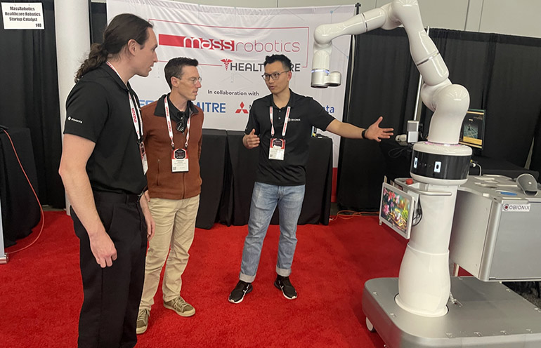 MassRobotics Healthcare Robotics Startup Catalyst member Cobionix showed its robot arm for healthcare use cases at the Robotics Summit.