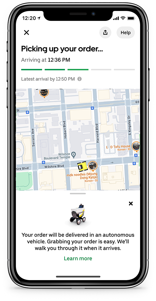 Screenshot of Uber Eats app.